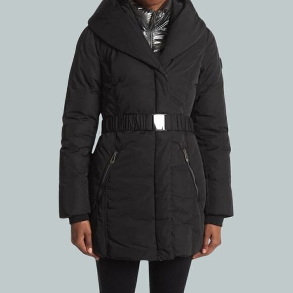 New! Noize Ariana Parka Insulated Puffer Belted Hooded Jacket NWOT - Picture 3 of 16